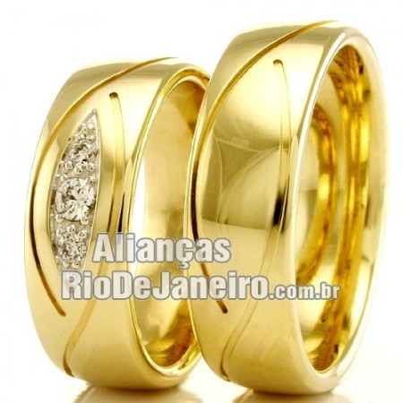 Alianças Rio de janeiro em ouro para casamento.
